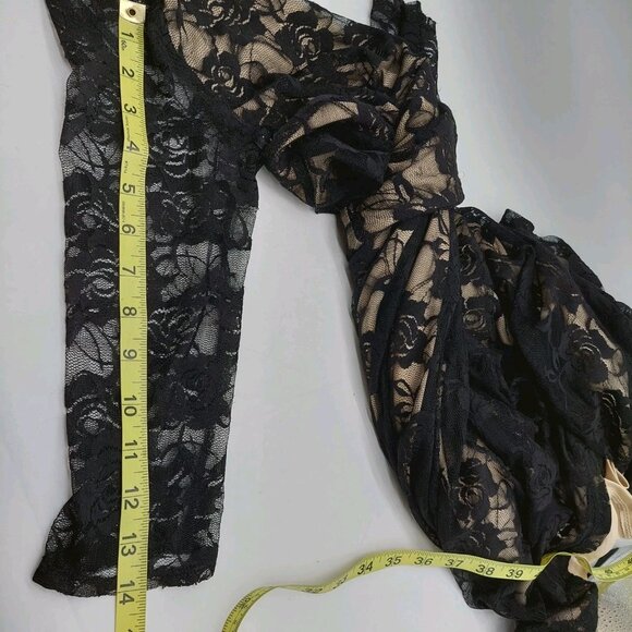 Deb Dress Black Lace Tan Lined Junior Size Small Debs Y2K - Picture 6 of 10